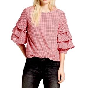 Who What Wear 3/4 Sleeve Gingham Blouse Size M